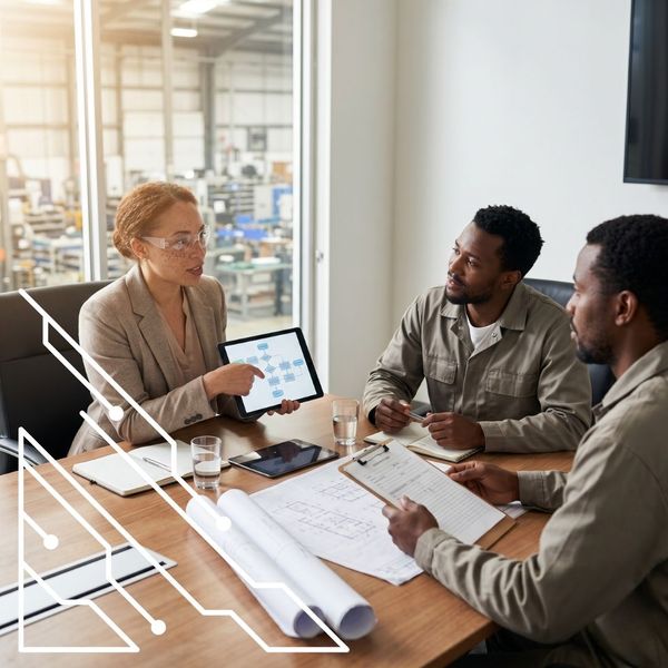 presenting data on a tablet to plant quality managers