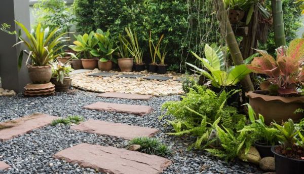 Hardscape pathway in outdoor space