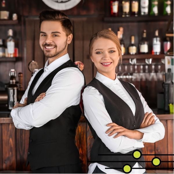 bartenders ready to serve customers