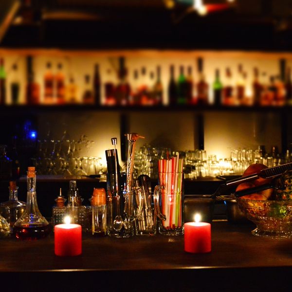 Bar with drinks and candles