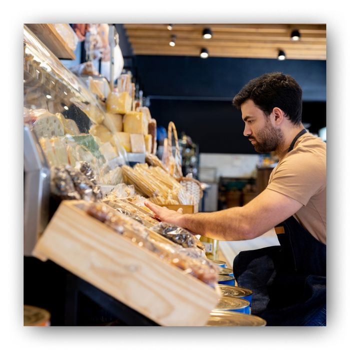 Market worker setting up