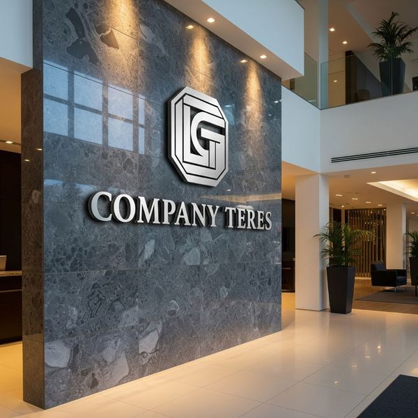 A large, dimensional company logo sign A large, dimensional company logo sign