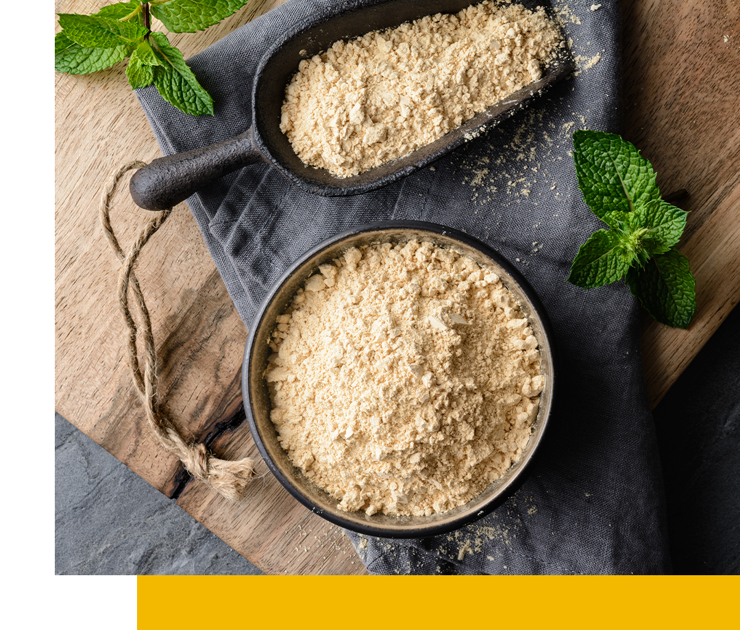 lecithin powder displayed in stoneware