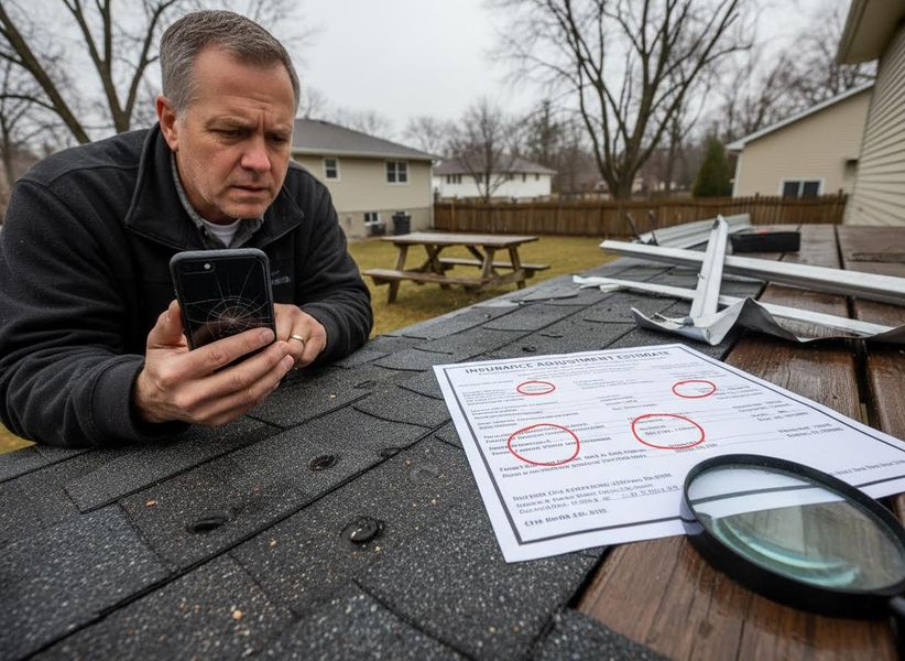 Man reviews insurance estimate after property damage