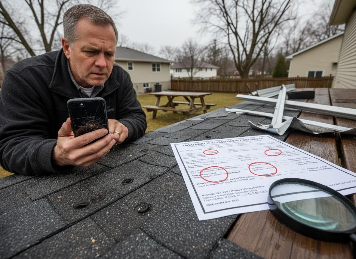 Man reviews insurance estimate after property damage