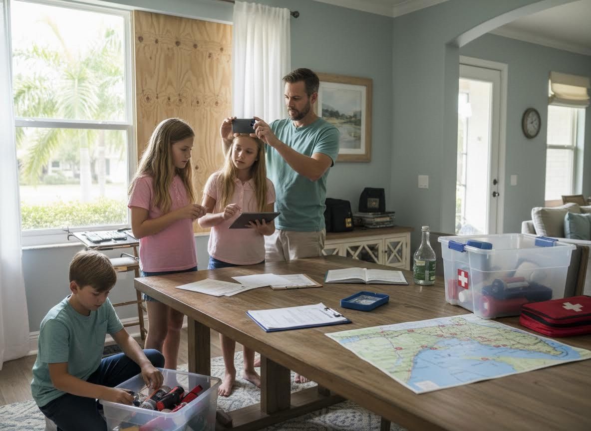 Family Preparing for a Storm or Hurricane