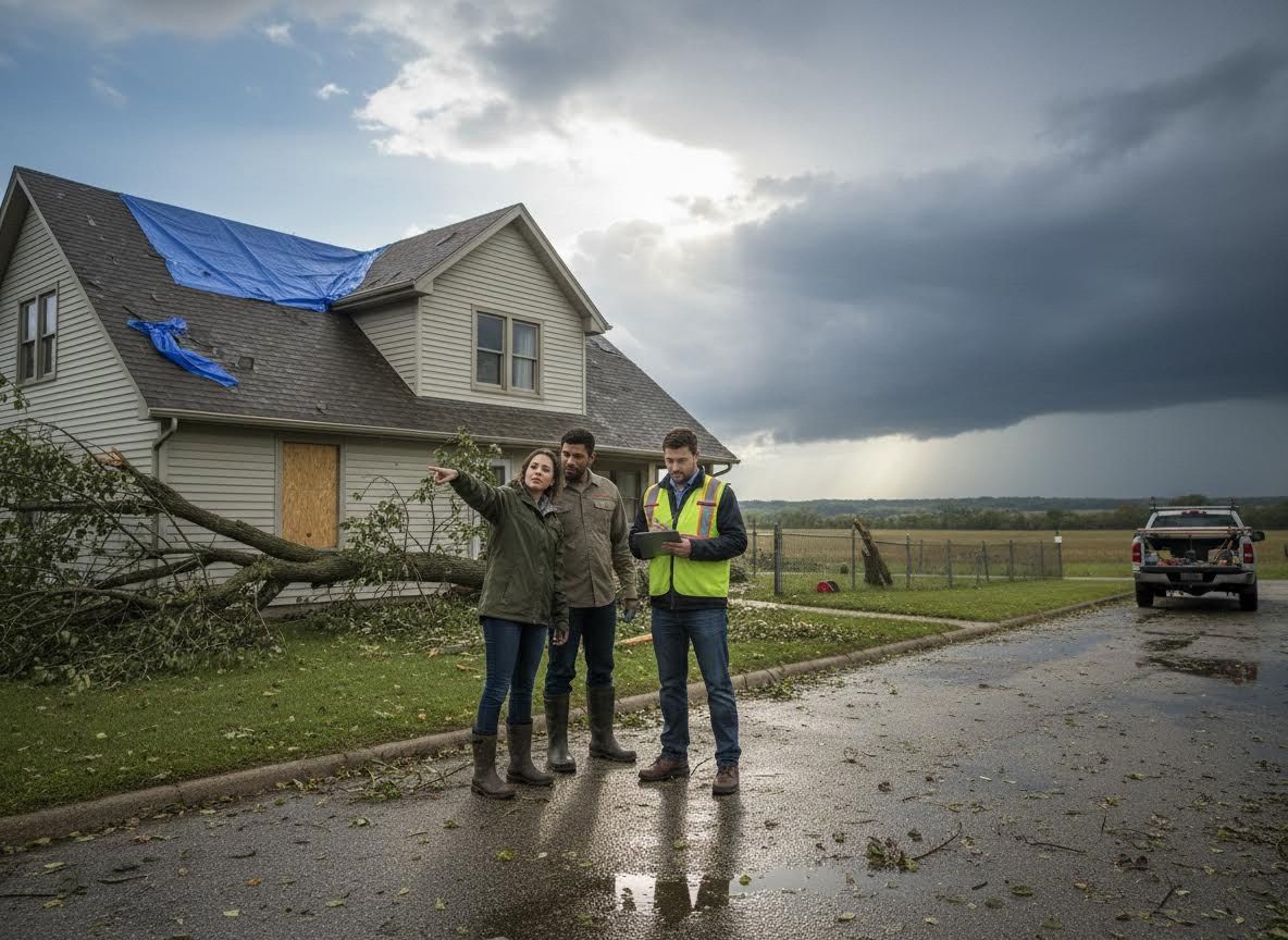 Post-storm damage assessment with homeowners and adjuster