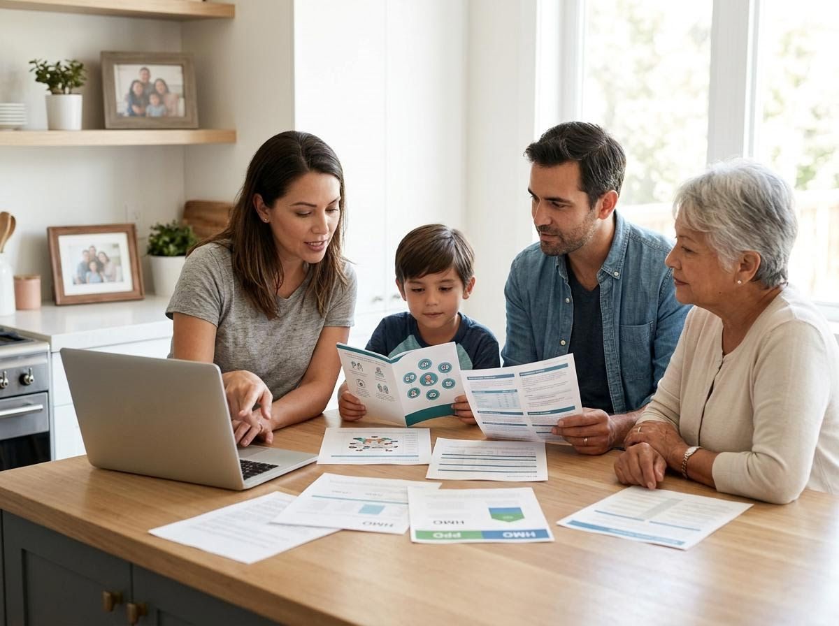 Multi-Generational Family Reviewing Documents and Laptop
