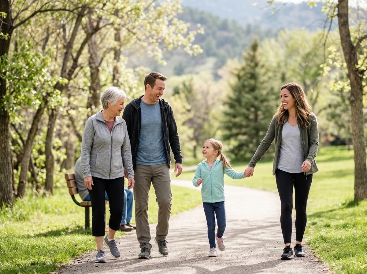 Multi-Generational Family Walking in Park