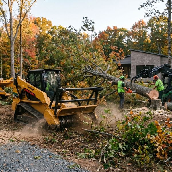 professionals clearing brush and trees 
