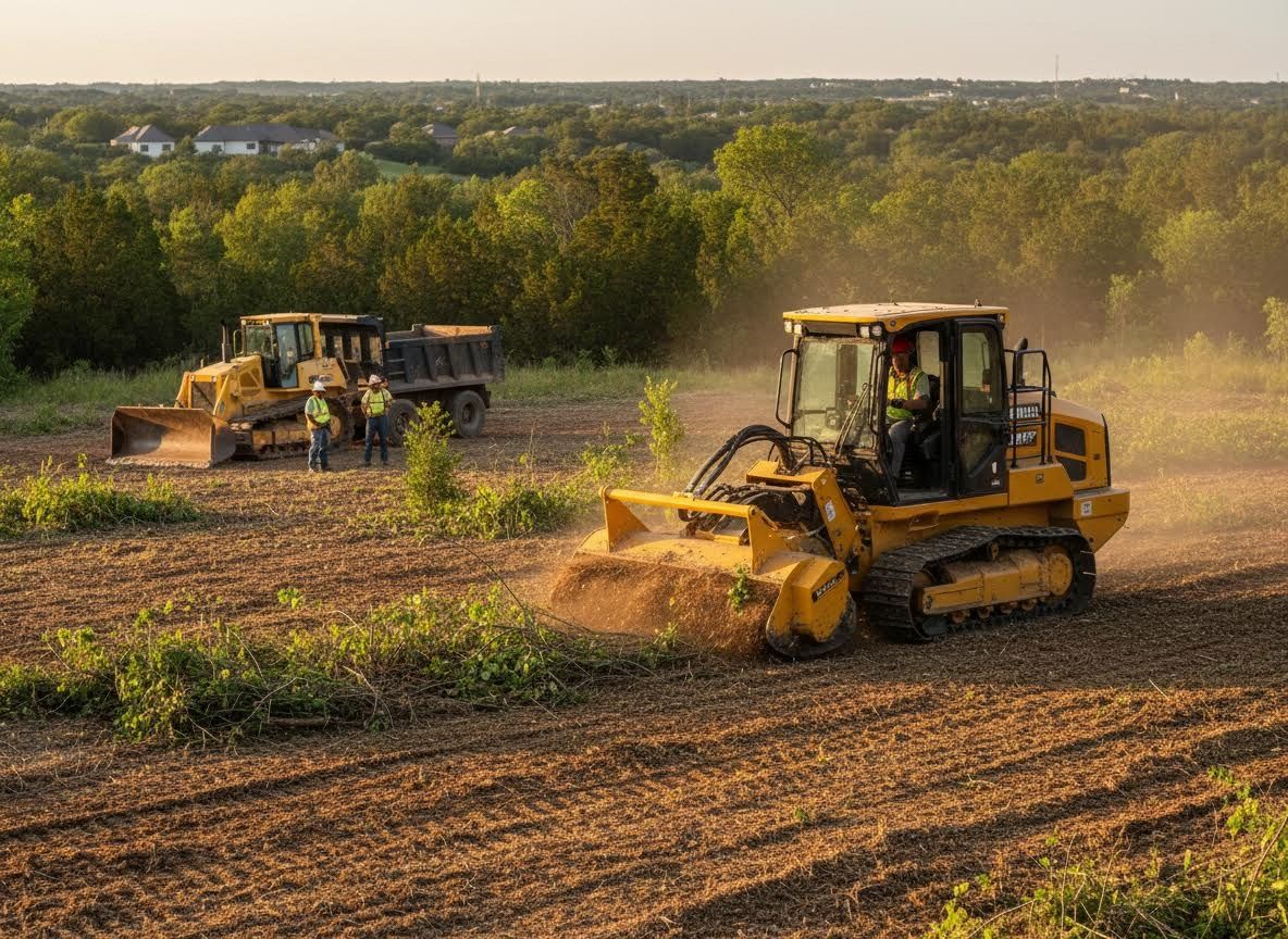 Land Clearing Operation with Forestry Mulcher and Dozer