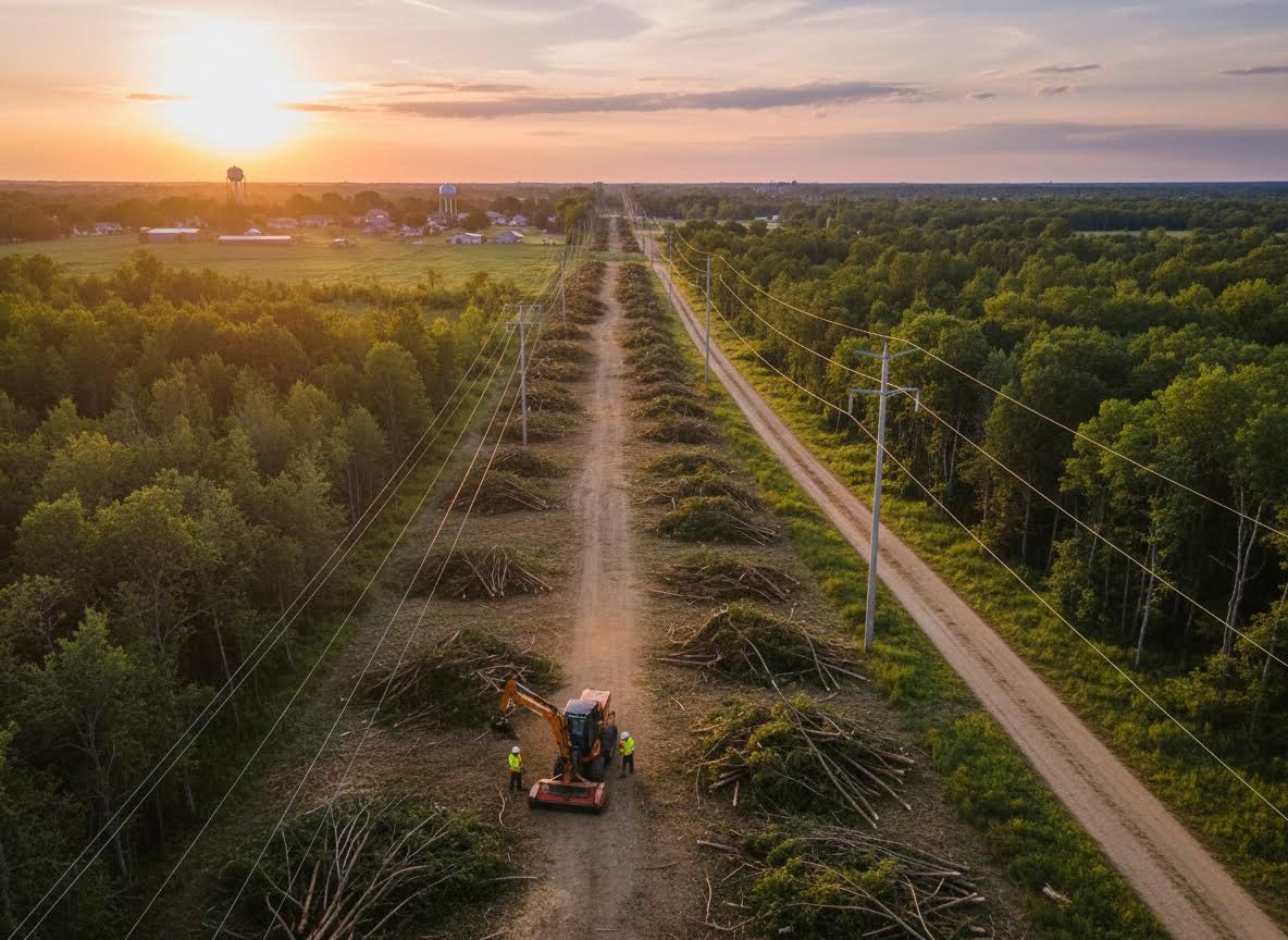 Utility Right-of-Way Clearing at Sunset