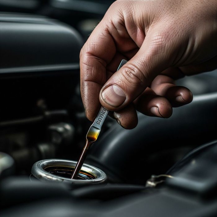 person checking the oil
