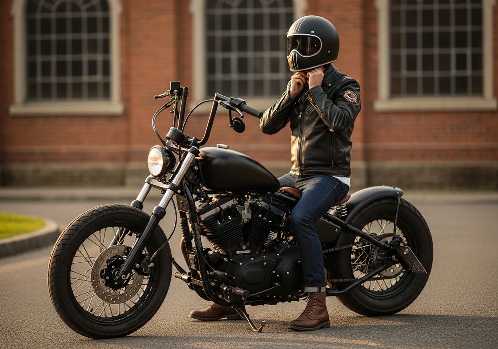 person getting ready to ride a motorcycle