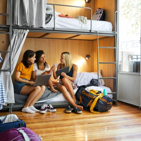 college students in dorm