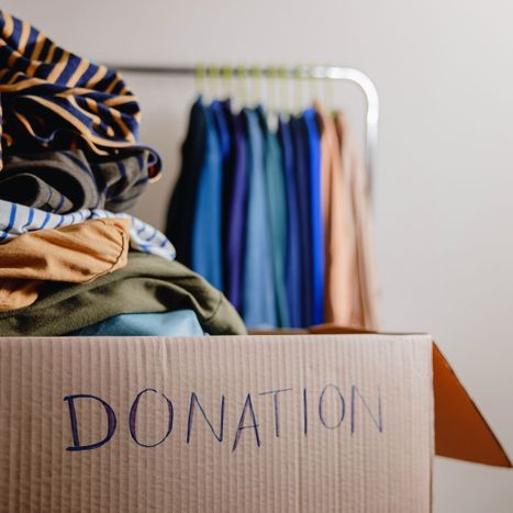 box of clothes marked DONATION