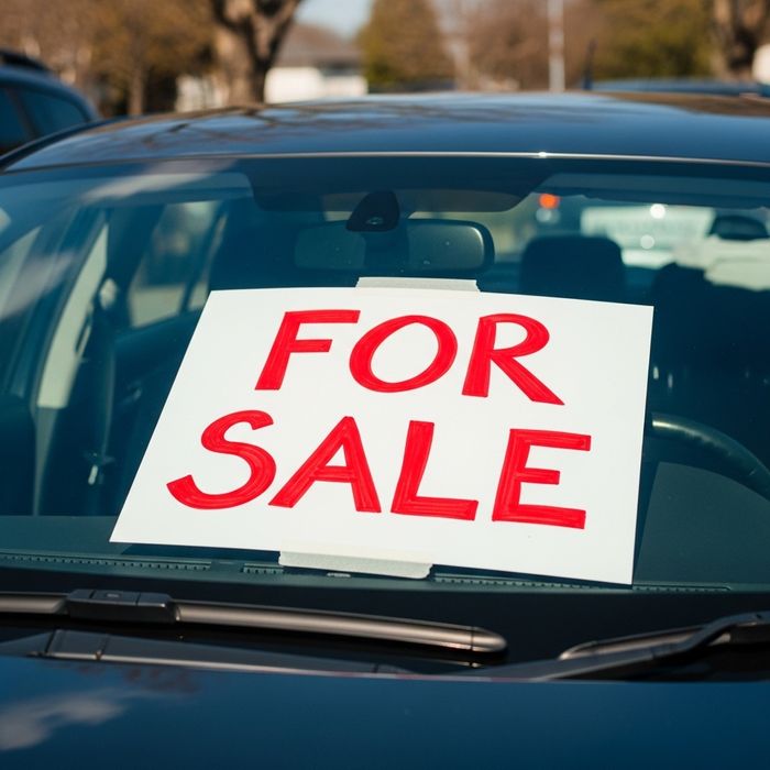 a for sale sign on a car