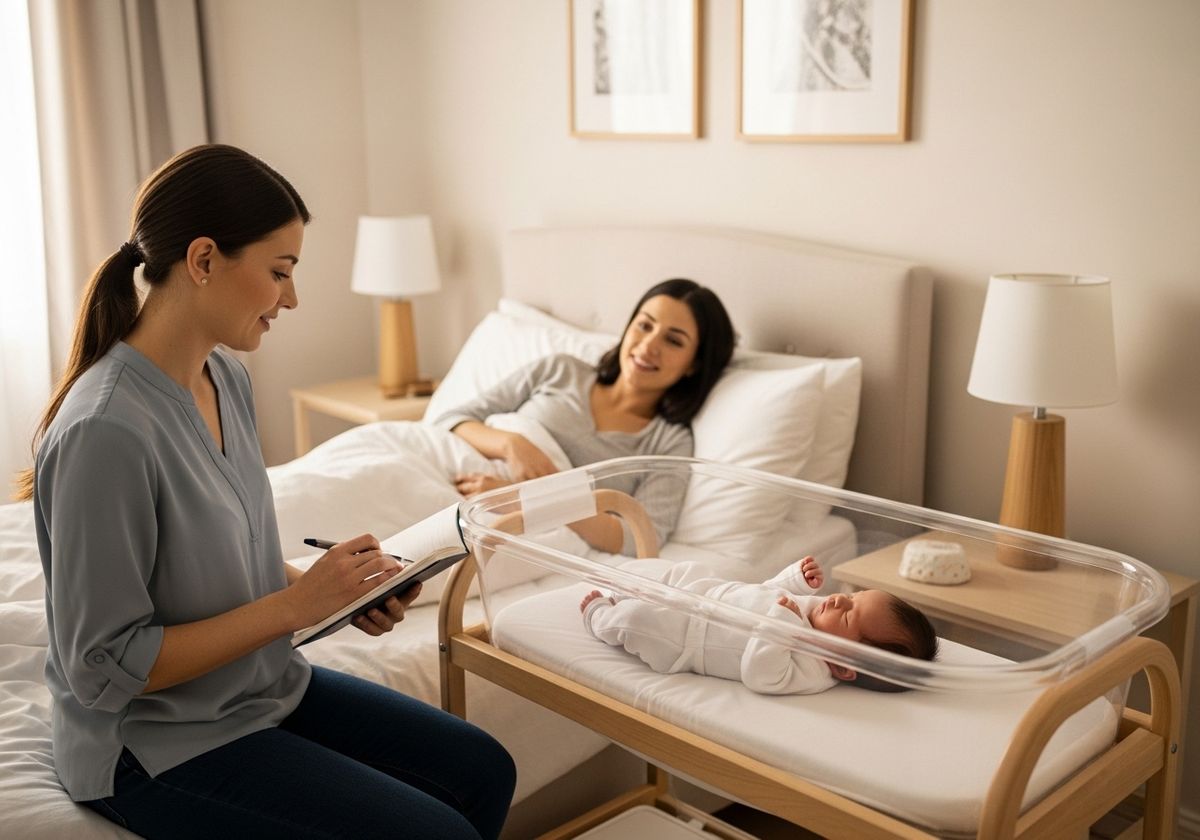 Midwife Visiting New Mother and Baby at Home