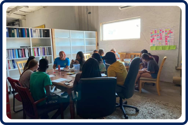 youth working at a table
