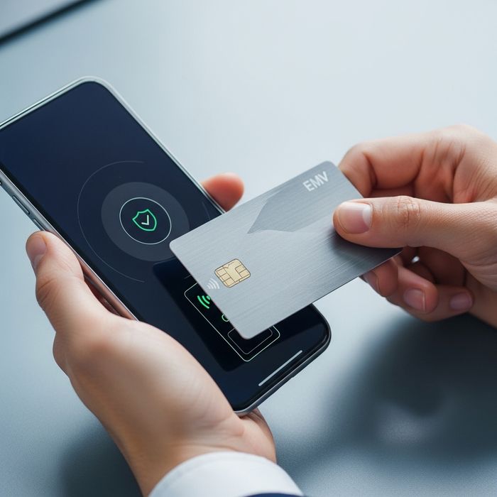 A person safely using a smartphone for mobile banking.