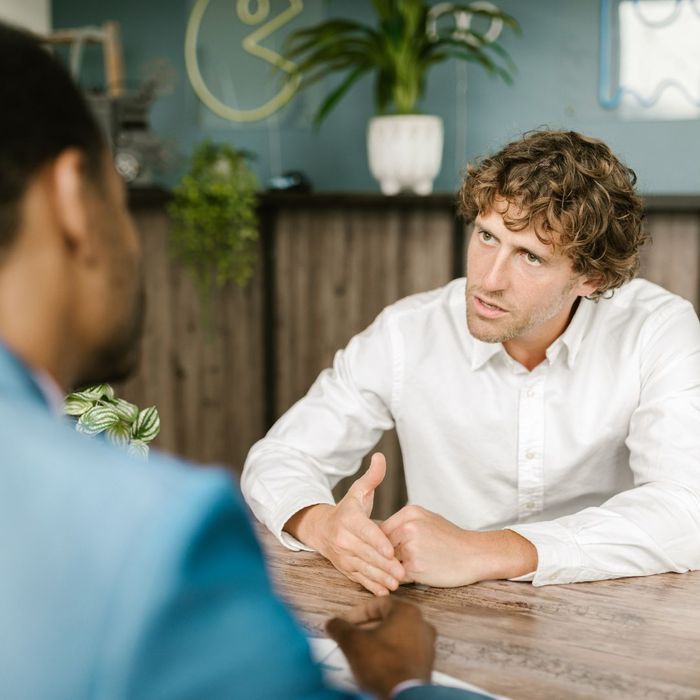Two men talking. Two men talking.