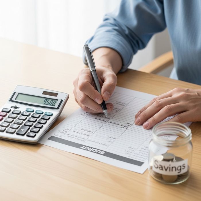 Close-up of hands organizing a personal budget and savings