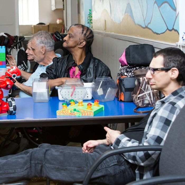 residents gathered playing games