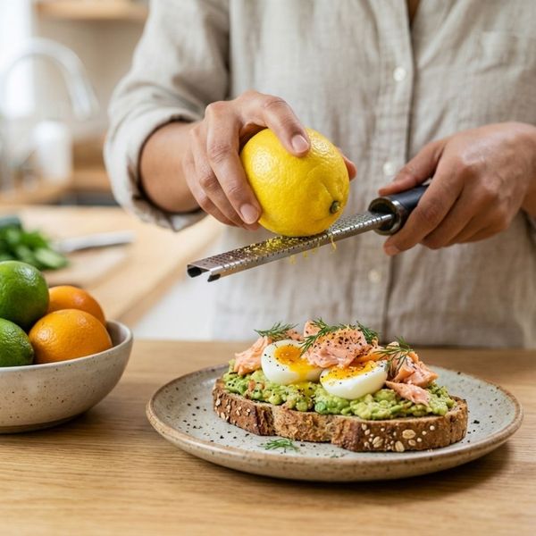 Zesting fresh lemon citrus