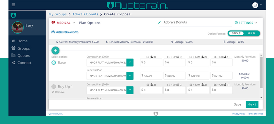 Image of the Quoterain insurance app