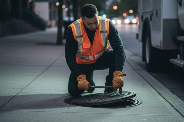 man working at dusk