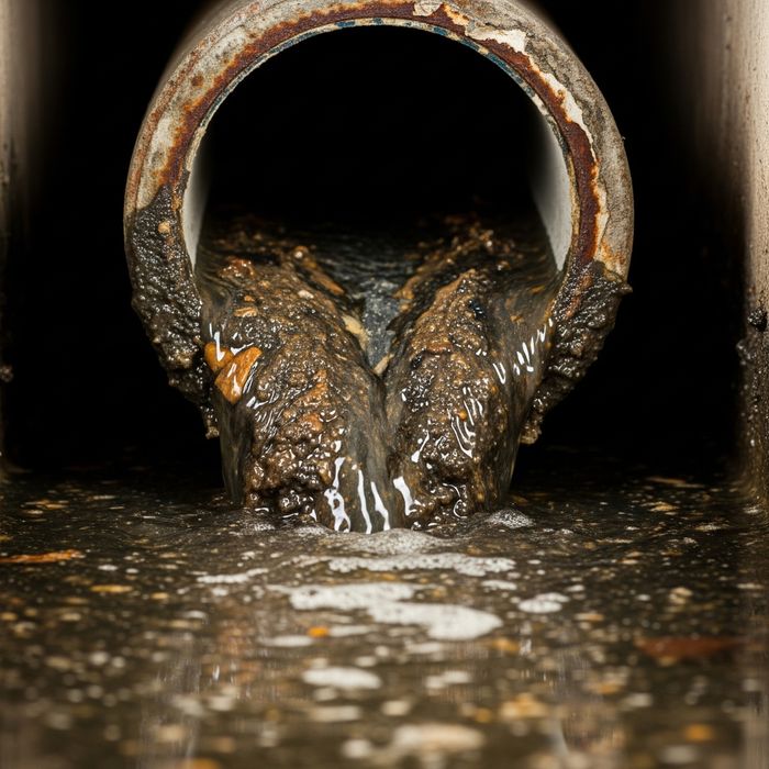 Pipe clogged with grease