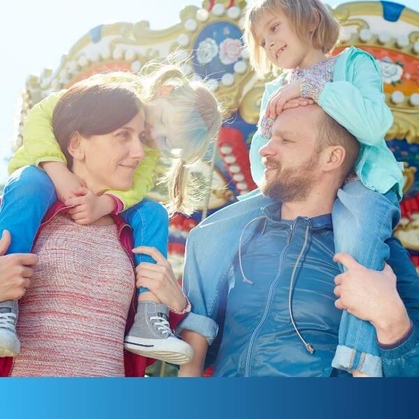 family at amusement park