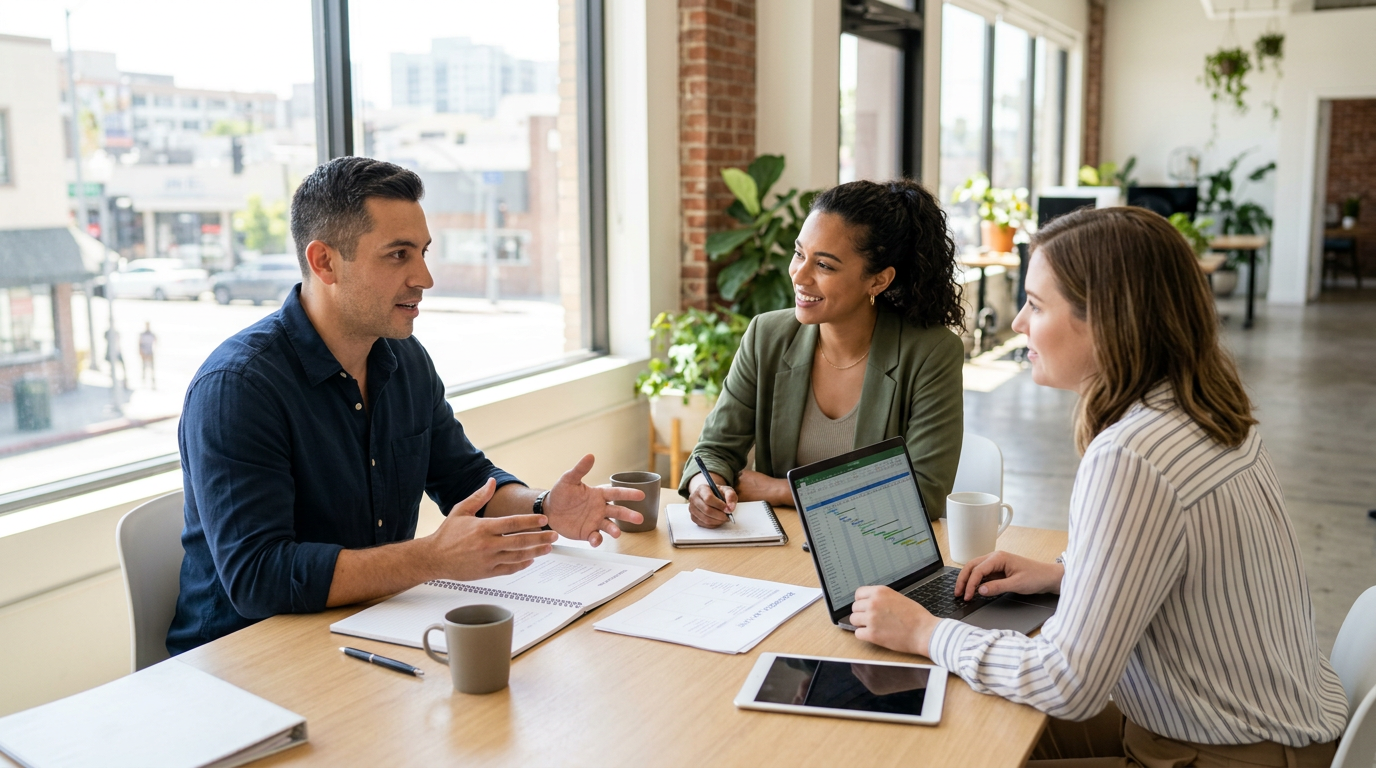 Business Professionals Meeting in Modern Office