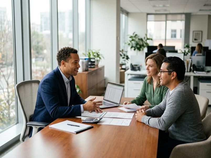 an accountant talks to a couple an accountant talks to a couple