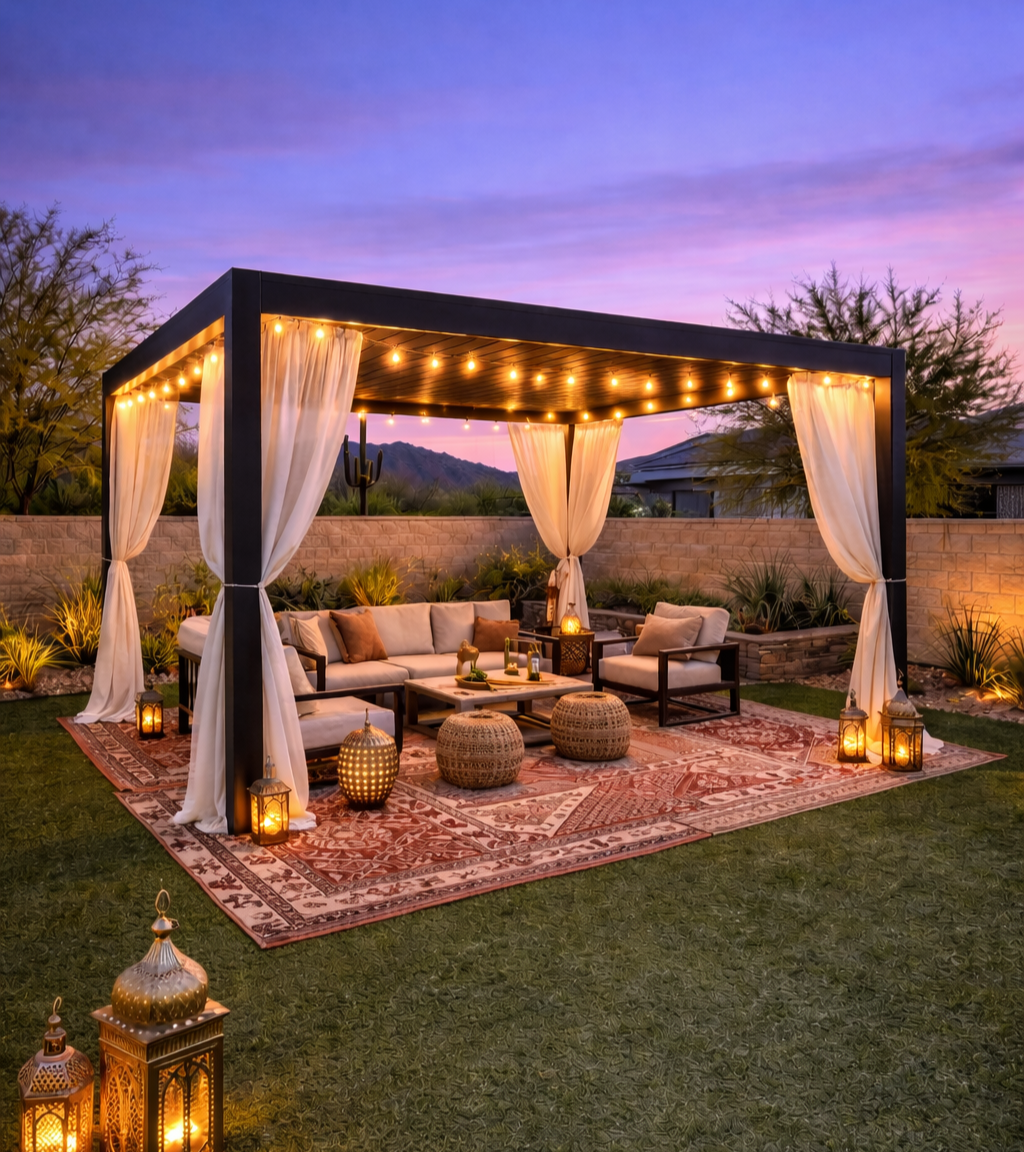 Bohemian backyard retreat at twilight.png