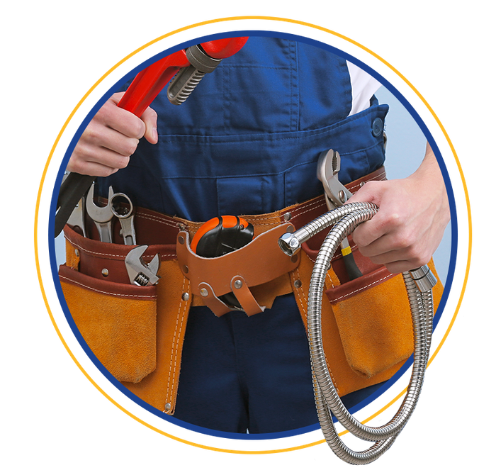 Image of a plumber with a large tool belt