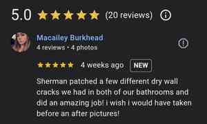 5 star review great job patching cracks in bathrooms