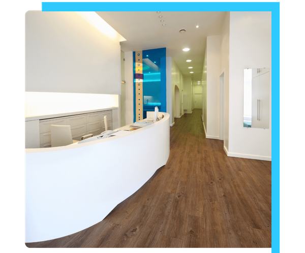 reception desk area in a lobby