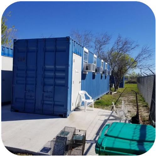 storage container retrofitted with AC units 