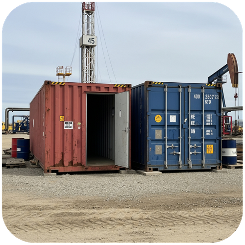 Containers near oil rig