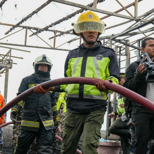 Firefighters in Action at a Disaster Site