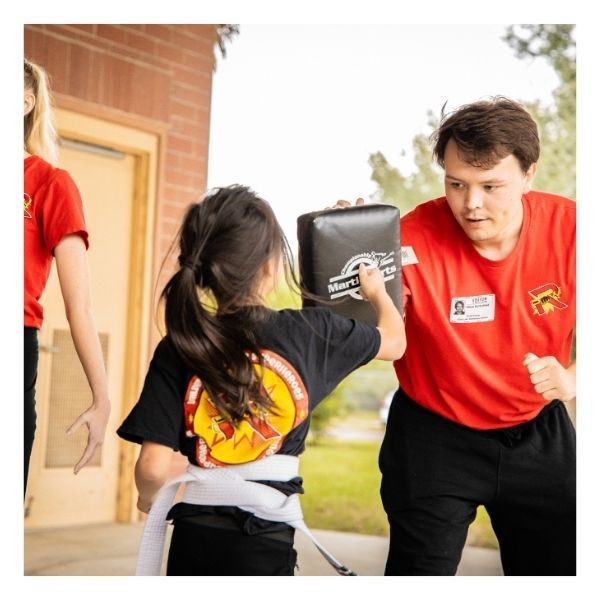 kids practicing karate