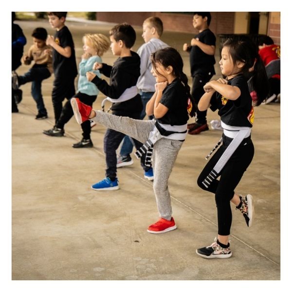 kids practicing karate