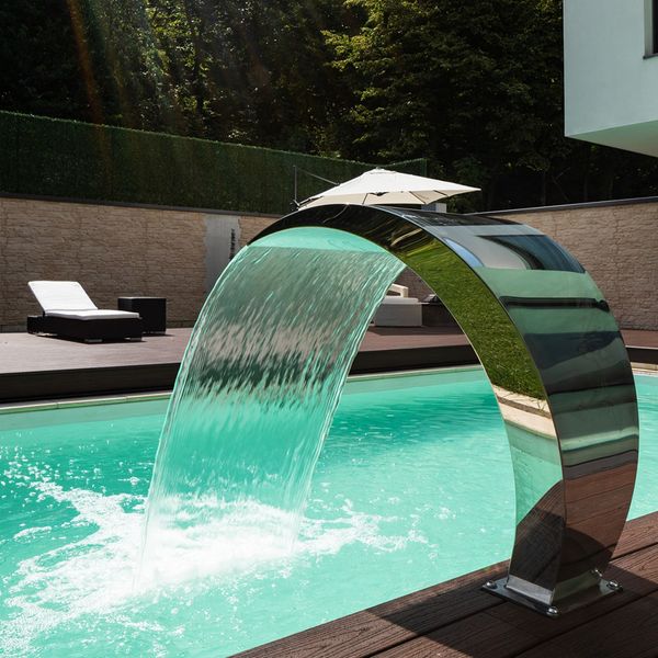 Image of a custom pool with fountain.