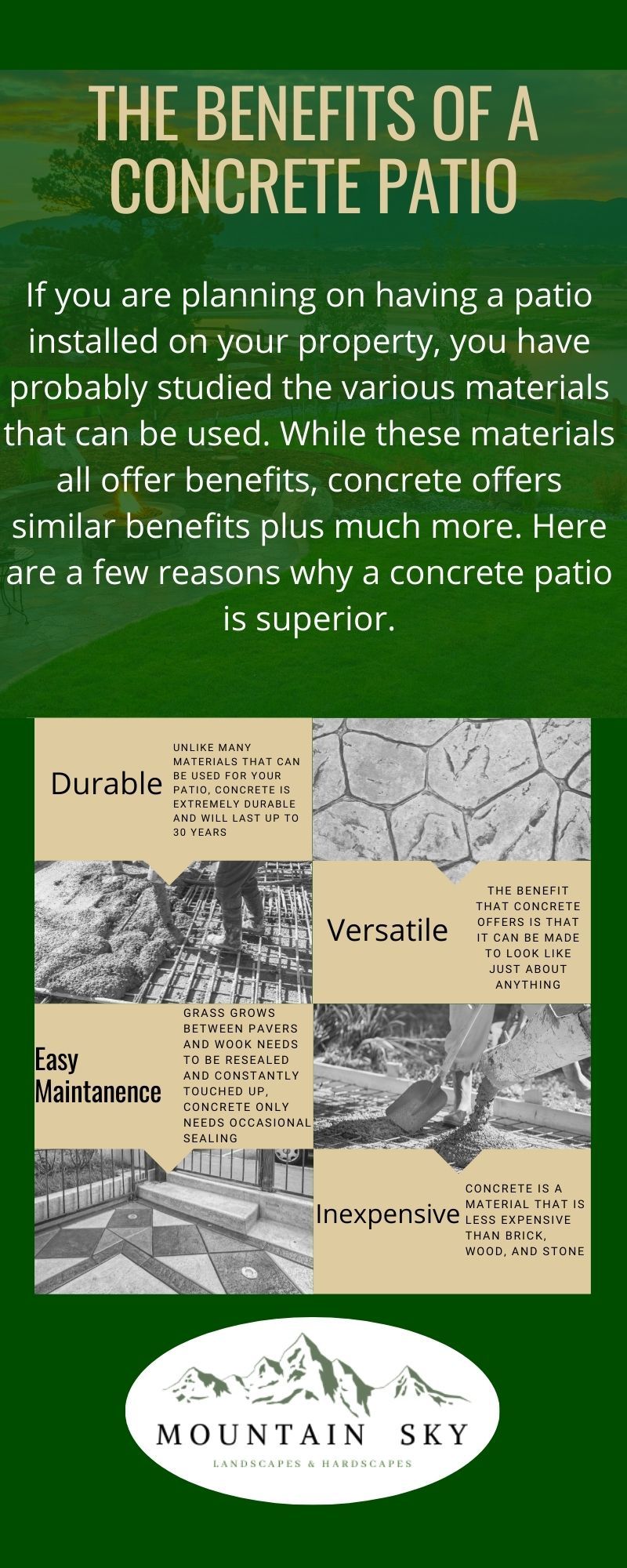 concrete is the best material to use for a patio benefits of a concrete patio