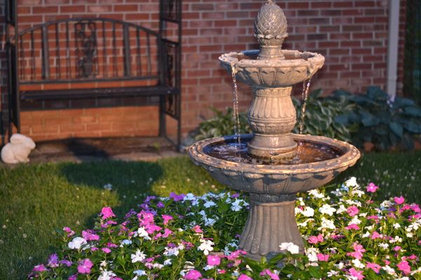 soothing water fountain in backyard water fountain