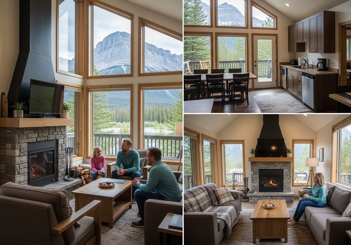 Cozy Cabin Interior with Mountain Views