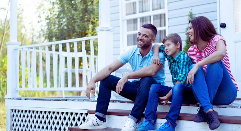 family on their porch