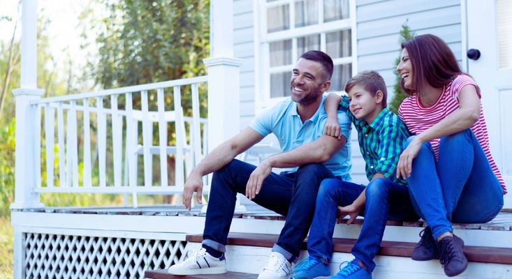 family on their porch