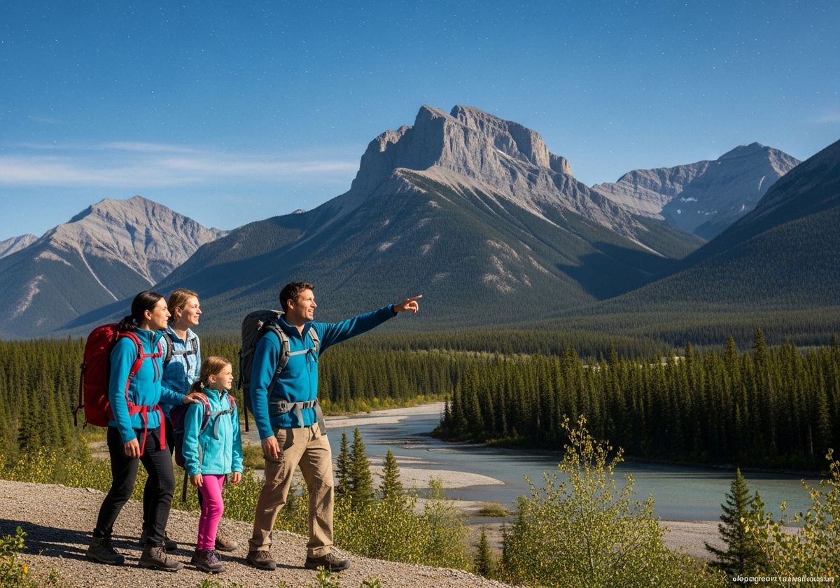 Family Hiking in the Mountains
